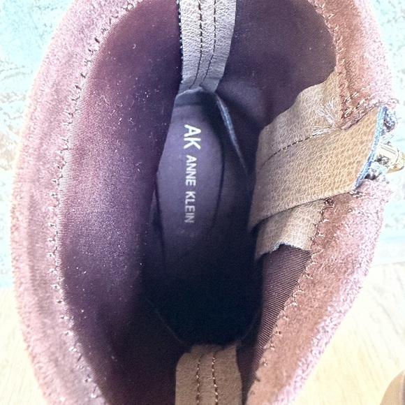 Anne Klein Chocolate Suede Ankle Booties - Picture 6 of 7
